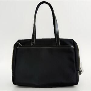 NWOT Jack Georges Italian Leather 3 Way Tote Bag Travel Carry On Black Business‎